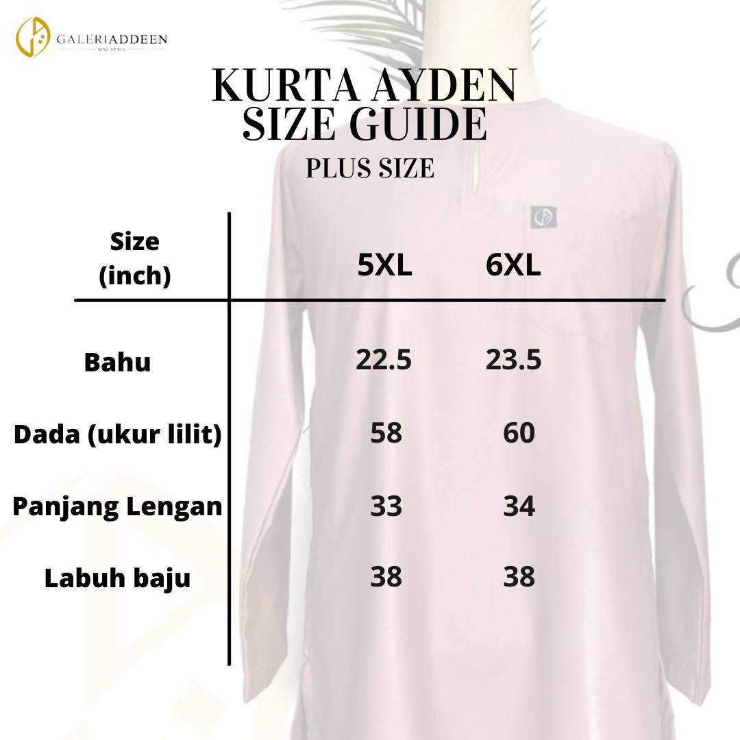 kurta ayden size chart plus size