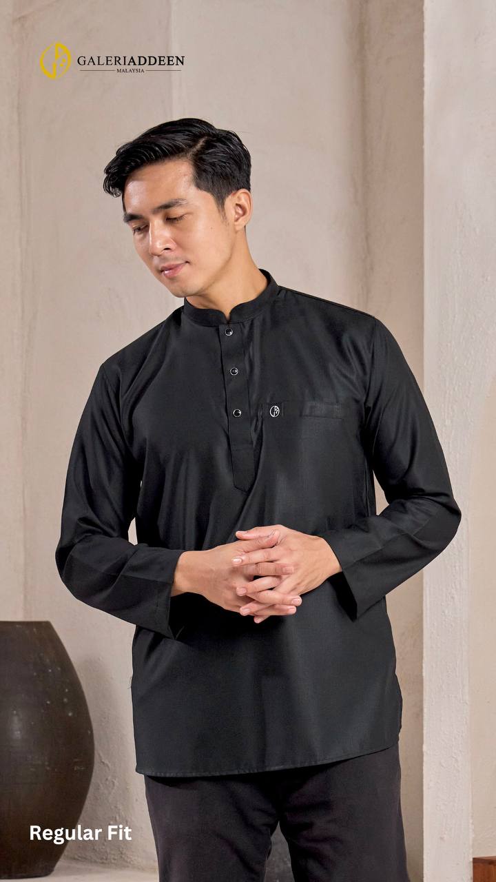 Kurta umair black regular fit kurtaumair_bygaleriaddeen