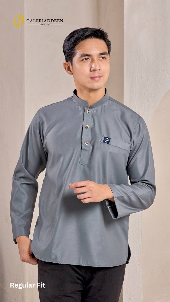 Kurta umair silver grey regular fit kurtaumair_bygaleriaddeen