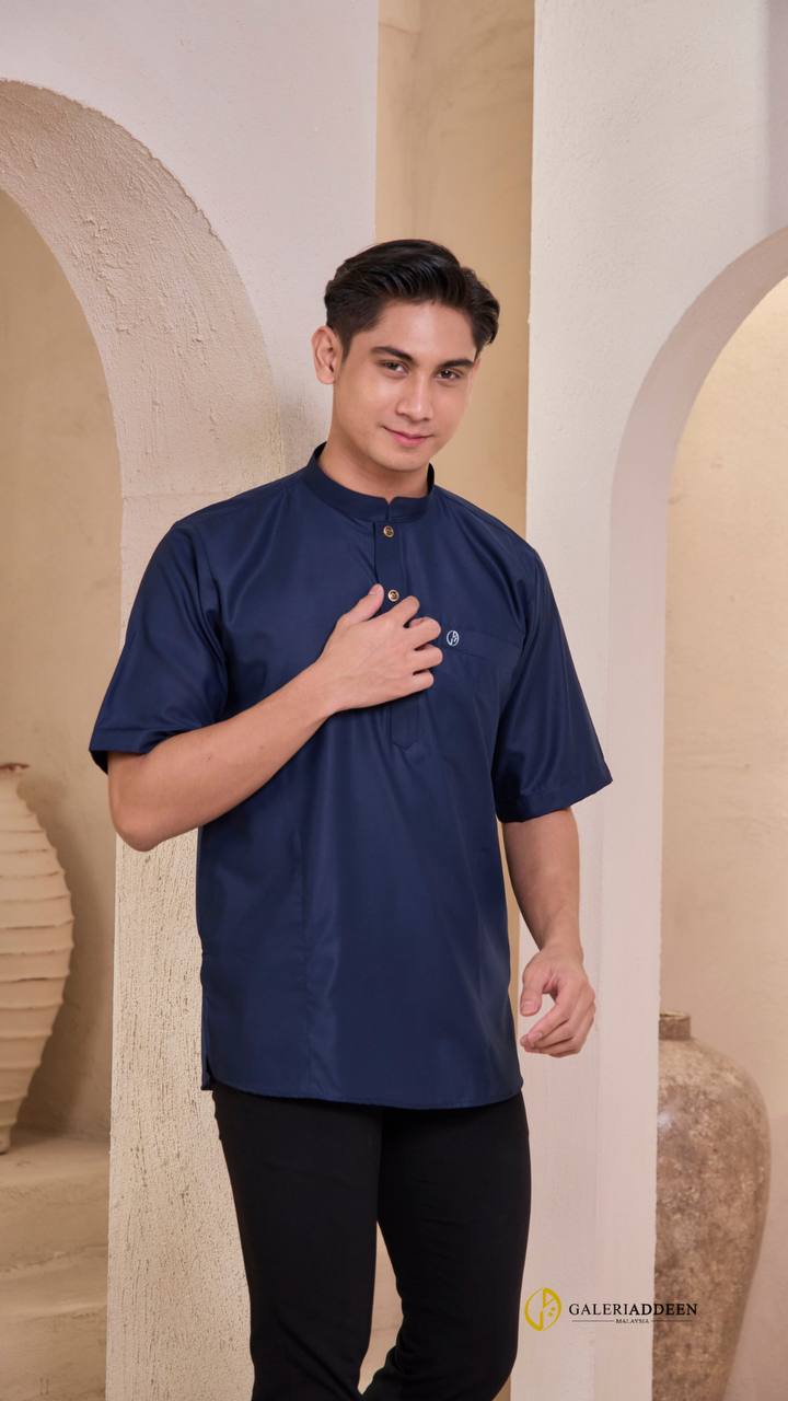 rizq 2.0 navy blue button half kurtarizq_bygaleriaddeen