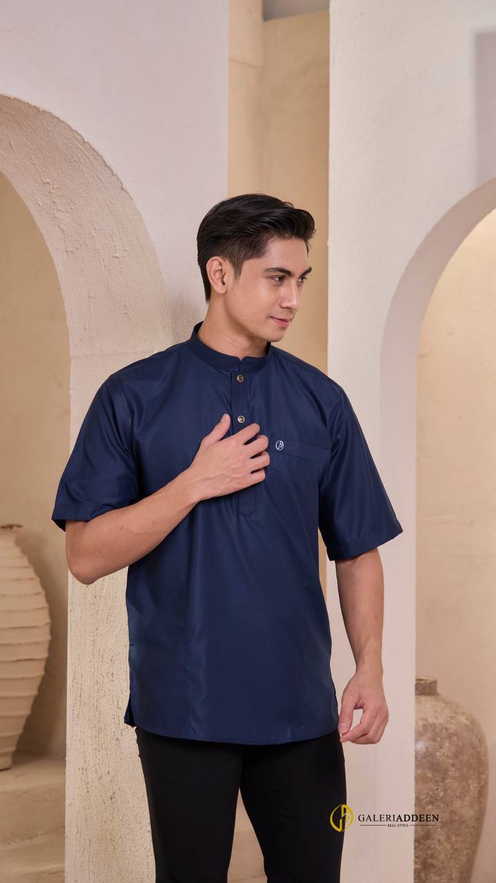rizq 2.0 navy blue button side pose kurtarizq_bygaleriaddeen