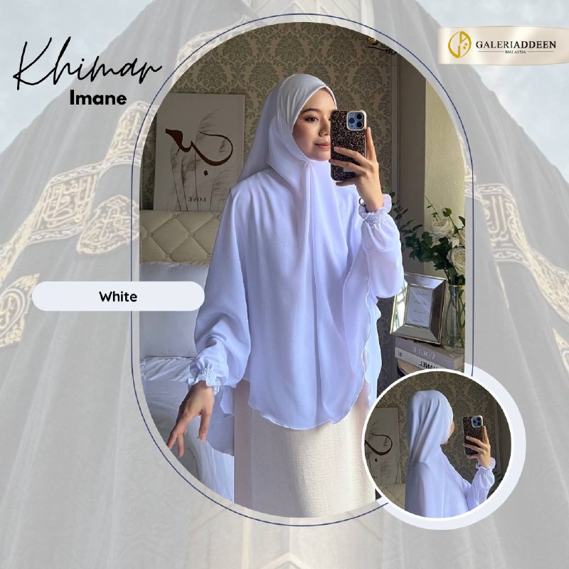 Khimar Imane berlengan with cuff in white khimar_bygaleriaddeen