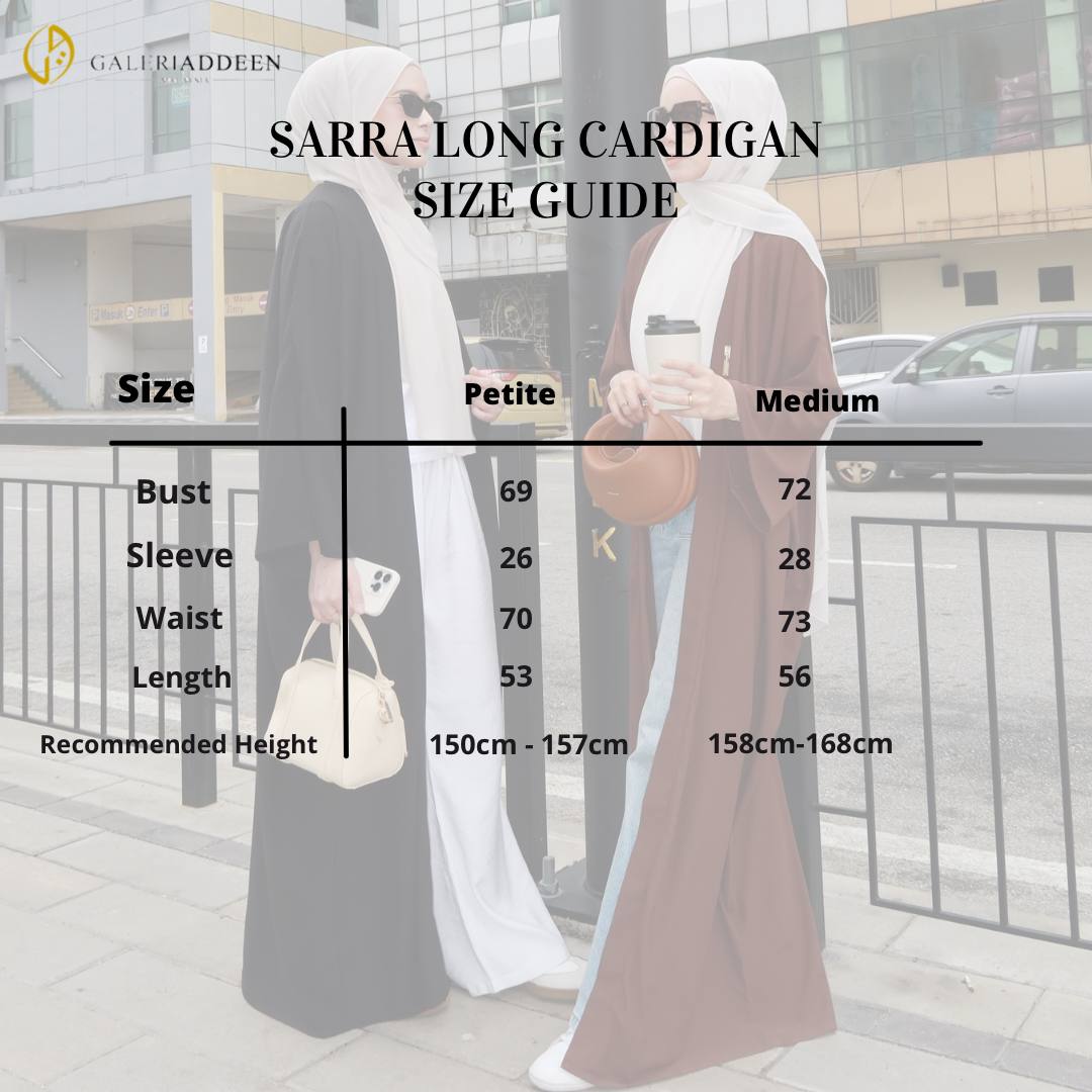 Sarra Cardigan size chart sarracardigan_bygaleriaddeen