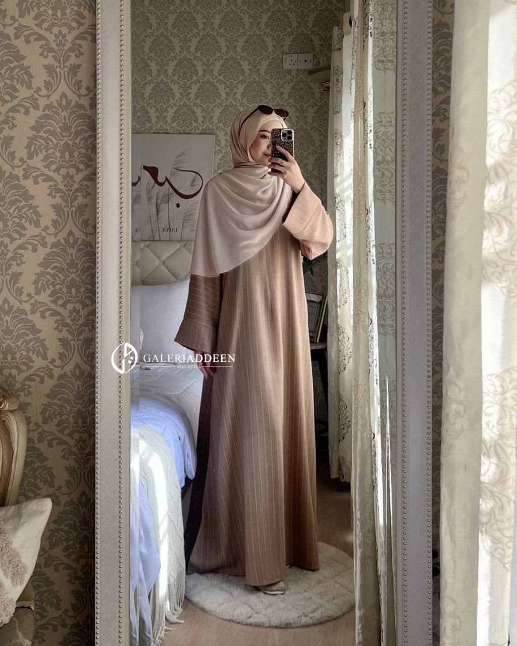 abaya salama sand beige full