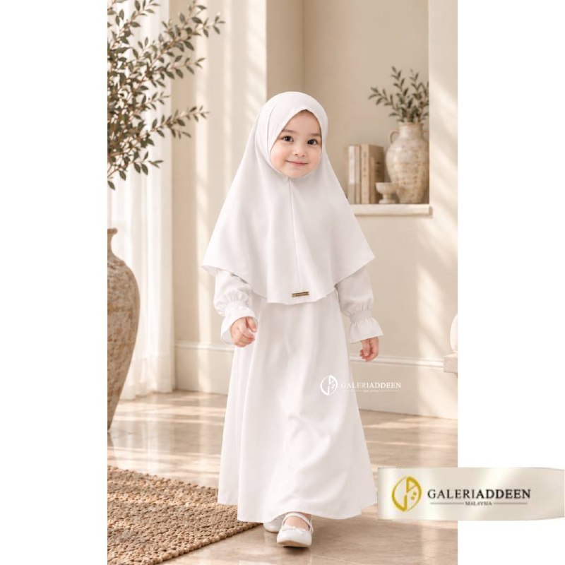 Issra Abaya Kids in white cover issraabayakids_bygaleriaddeen